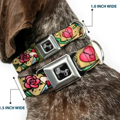 Dog Bone Seatbelt Buckle Collar - Live Hard Die Young Tan