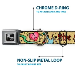 Dog Bone Seatbelt Buckle Collar - Live Hard Die Young Tan