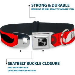 Dog Bone Seatbelt Buckle Collar - Mustaches Red/Brown/White/Black