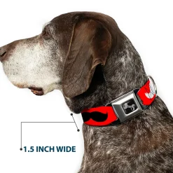 Dog Bone Seatbelt Buckle Collar - Mustaches Red/Brown/White/Black