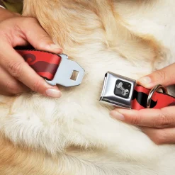 Dog Bone Seatbelt Buckle Collar - Mustaches Red/Brown/White/Black