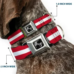 Dog Bone Seatbelt Buckle Collar - Stars & Stripes Blue/White/Red/White