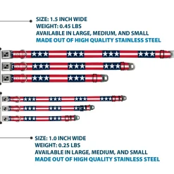 Dog Bone Seatbelt Buckle Collar - Stars & Stripes Blue/White/Red/White