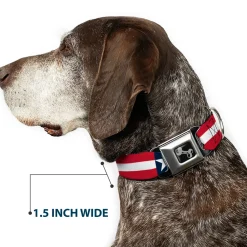 Dog Bone Seatbelt Buckle Collar - Stars & Stripes Blue/White/Red/White