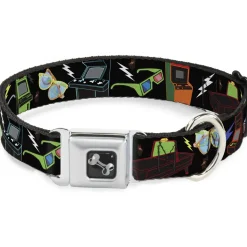 Dog Bone Seatbelt Buckle Collar - Eighties Arcade Black