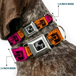 Dog Bone Seatbelt Buckle Collar - Tapes Multi Neon