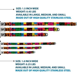 Dog Bone Seatbelt Buckle Collar - Tapes Multi Neon