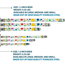 Dog Bone Seatbelt Buckle Collar - Dots/Grid3 White/Gray/Multi Color