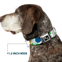 Dog Bone Seatbelt Buckle Collar - Dots/Grid3 White/Gray/Multi Color