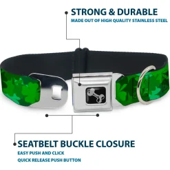 Dog Bone Seatbelt Buckle Collar - St. Pat's Stacked Shamrocks Greens
