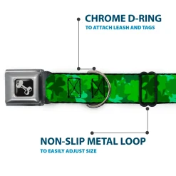 Dog Bone Seatbelt Buckle Collar - St. Pat's Stacked Shamrocks Greens