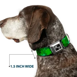 Dog Bone Seatbelt Buckle Collar - St. Pat's Stacked Shamrocks Greens