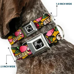 Dog Bone Seatbelt Buckle Collar - Mom & Mom Yellow