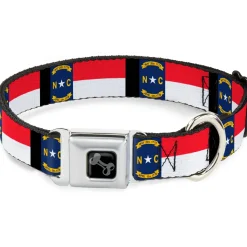Dog Bone Seatbelt Buckle Collar - North Carolina Flag/Black