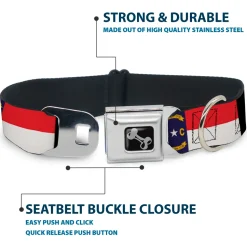 Dog Bone Seatbelt Buckle Collar - North Carolina Flag/Black