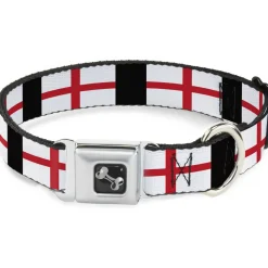 Dog Bone Seatbelt Buckle Collar - England Flags