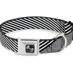 Dog Bone Seatbelt Buckle Collar - Eighties 7 Black/White