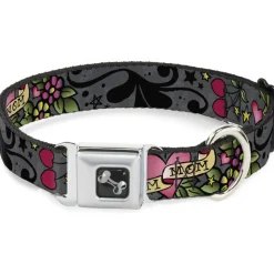 Dog Bone Seatbelt Buckle Collar - Mom & Mom Gray