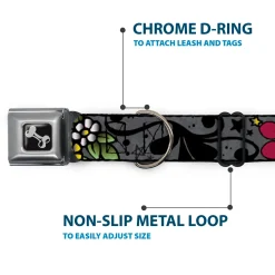 Dog Bone Seatbelt Buckle Collar - Mom & Mom Gray