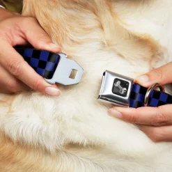 Dog Bone Seatbelt Buckle Collar - Checker Black/Blue