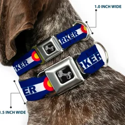 Dog Bone Seatbelt Buckle Collar - Colorado PARKER Flag Blue/White/Red/Yellow