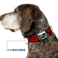 Dog Bone Seatbelt Buckle Collar - Bandana/Skulls Black/Red