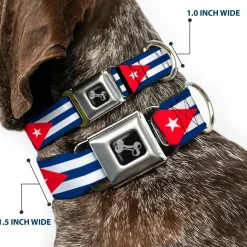 Dog Bone Seatbelt Buckle Collar - Cuba Flags