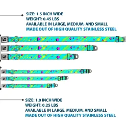 Dog Bone Seatbelt Buckle Collar - Eighties Party Blue/Yellow/Pink