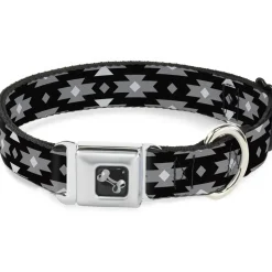 Dog Bone Seatbelt Buckle Collar - Navajo Gray/Black/Gray/White