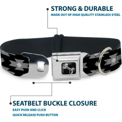 Dog Bone Seatbelt Buckle Collar - Navajo Gray/Black/Gray/White