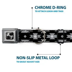 Dog Bone Seatbelt Buckle Collar - Navajo Gray/Black/Gray/White