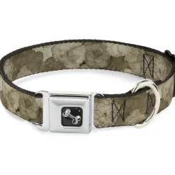 Dog Bone Seatbelt Buckle Collar - Vivid Floral Collage2 Sepia