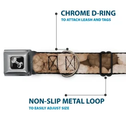 Dog Bone Seatbelt Buckle Collar - Vivid Floral Collage2 Sepia