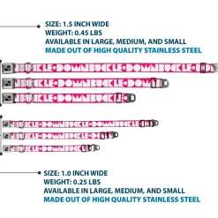 Dog Bone Seatbelt Buckle Collar - BUCKLE-DOWN Shapes Hot Pink/White