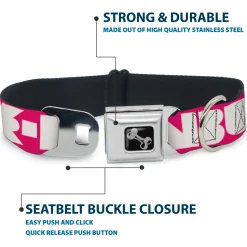 Dog Bone Seatbelt Buckle Collar - BUCKLE-DOWN Shapes Hot Pink/White