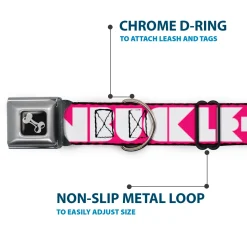 Dog Bone Seatbelt Buckle Collar - BUCKLE-DOWN Shapes Hot Pink/White