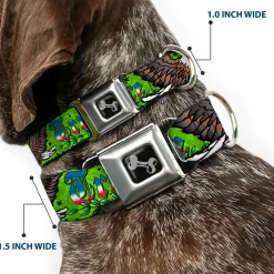 Dog Bone Seatbelt Buckle Collar - Truth and Justice Green