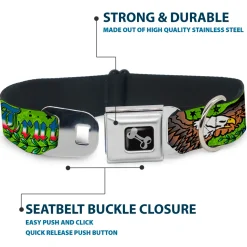 Dog Bone Seatbelt Buckle Collar - Truth and Justice Green