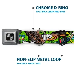 Dog Bone Seatbelt Buckle Collar - Truth and Justice Green