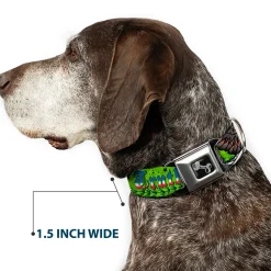 Dog Bone Seatbelt Buckle Collar - Truth and Justice Green
