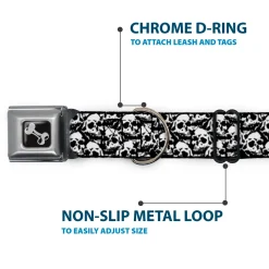 Dog Bone Seatbelt Buckle Collar - Skull Yard Black/White