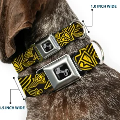 Dog Bone Seatbelt Buckle Collar - BD Logo Scattered Black/Yellow