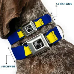 Dog Bone Seatbelt Buckle Collar - Oregon State Silhouette Blue/Yellow