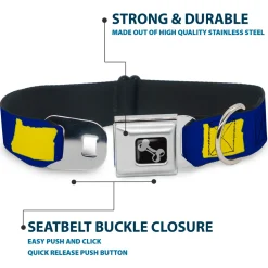 Dog Bone Seatbelt Buckle Collar - Oregon State Silhouette Blue/Yellow