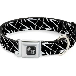 Dog Bone Seatbelt Buckle Collar - Spikes Scattered Black/White
