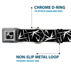 Dog Bone Seatbelt Buckle Collar - Spikes Scattered Black/White