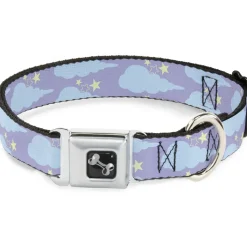 Dog Bone Seatbelt Buckle Collar - Cloudy/Starry Sky Lavender/Blue/Yellow