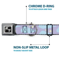 Dog Bone Seatbelt Buckle Collar - Cloudy/Starry Sky Lavender/Blue/Yellow