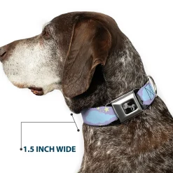 Dog Bone Seatbelt Buckle Collar - Cloudy/Starry Sky Lavender/Blue/Yellow