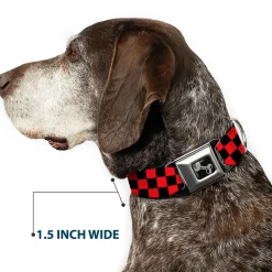 Dog Bone Seatbelt Buckle Collar - Checker Black/Red